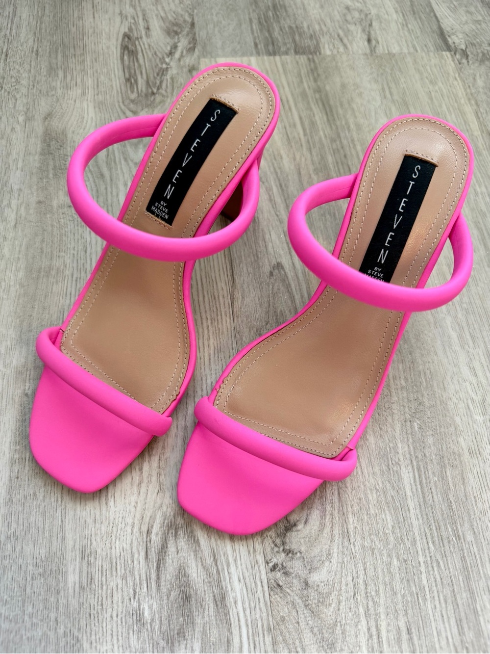 Steven By Steve Madden - Neon Pink Ring Strap Heeled Slides